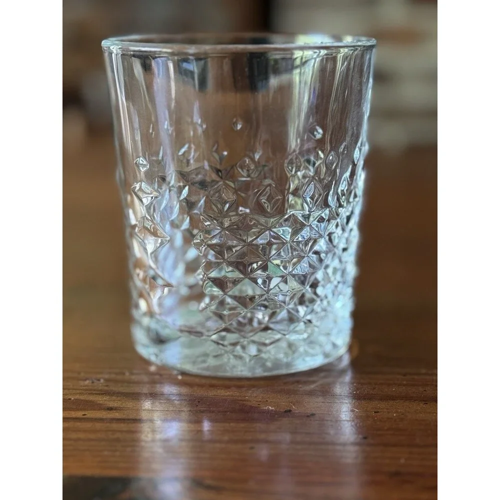 Libbey Clear Cut Glass Tumbler 4” Tall Diamond Cut -One Pc. - Picture 2 of 11